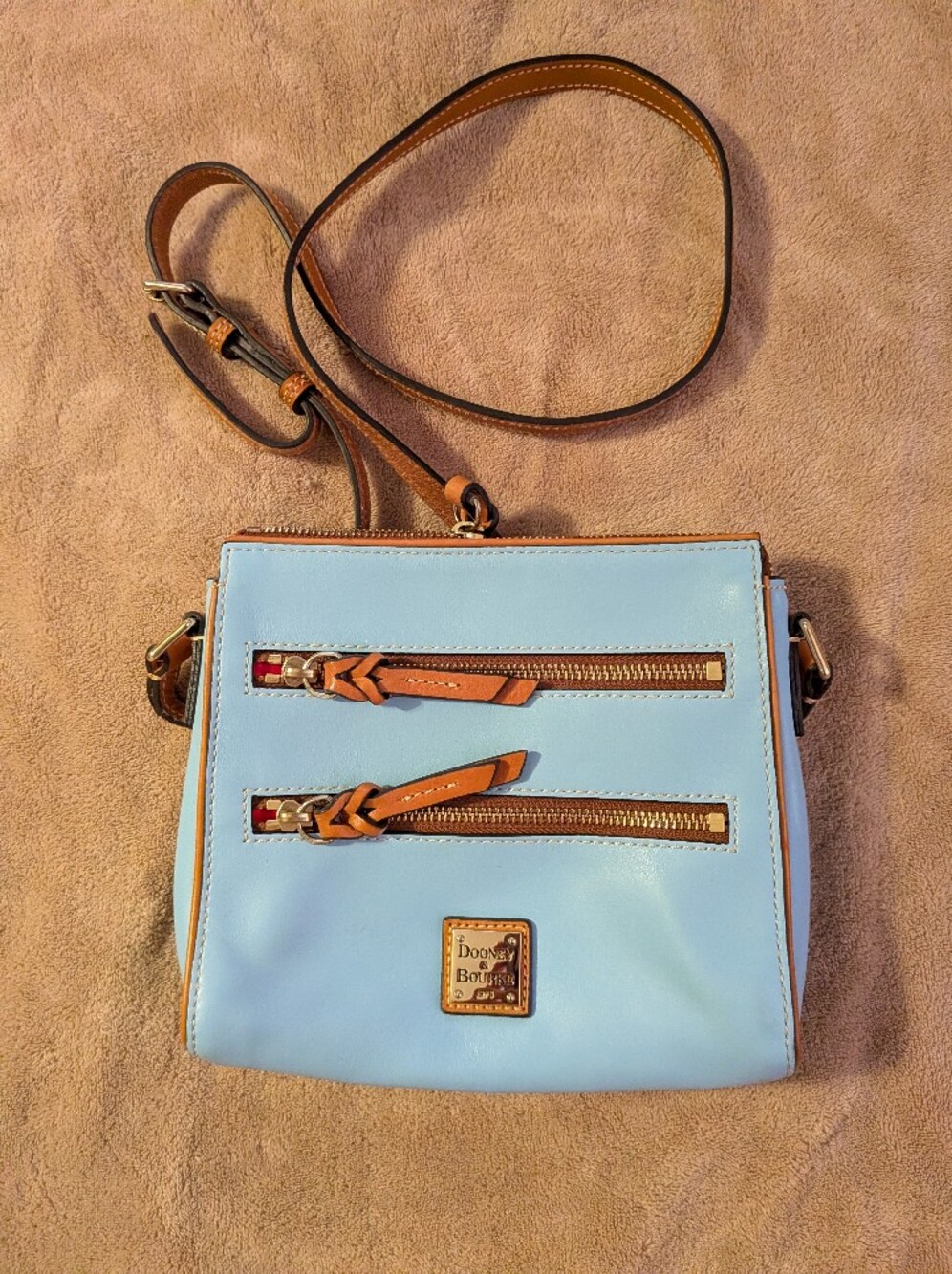 Dooney & Bourke Light Blue and Tan Crossbody Bag